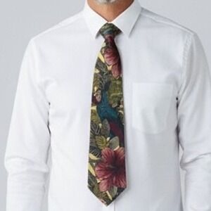 Hickok Vintage Necktie Tropical Parrot Imported Silk‎ Made in USA Multi Classic